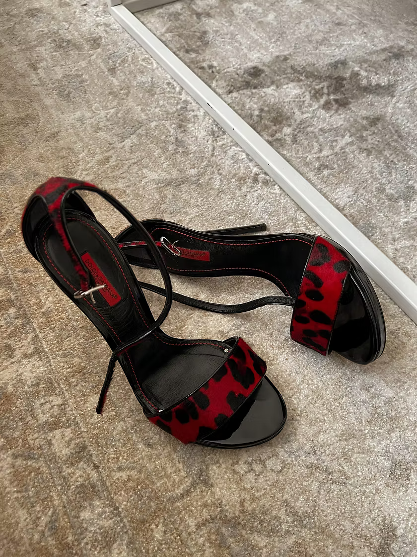 Vintage D&G Red Leopard Print Heels