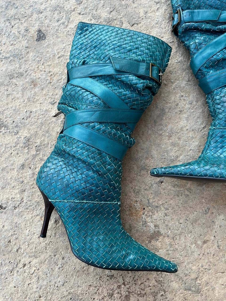 Vintage 90s Faith Solo El Dantes Pointy Leather Wrinkled Boots