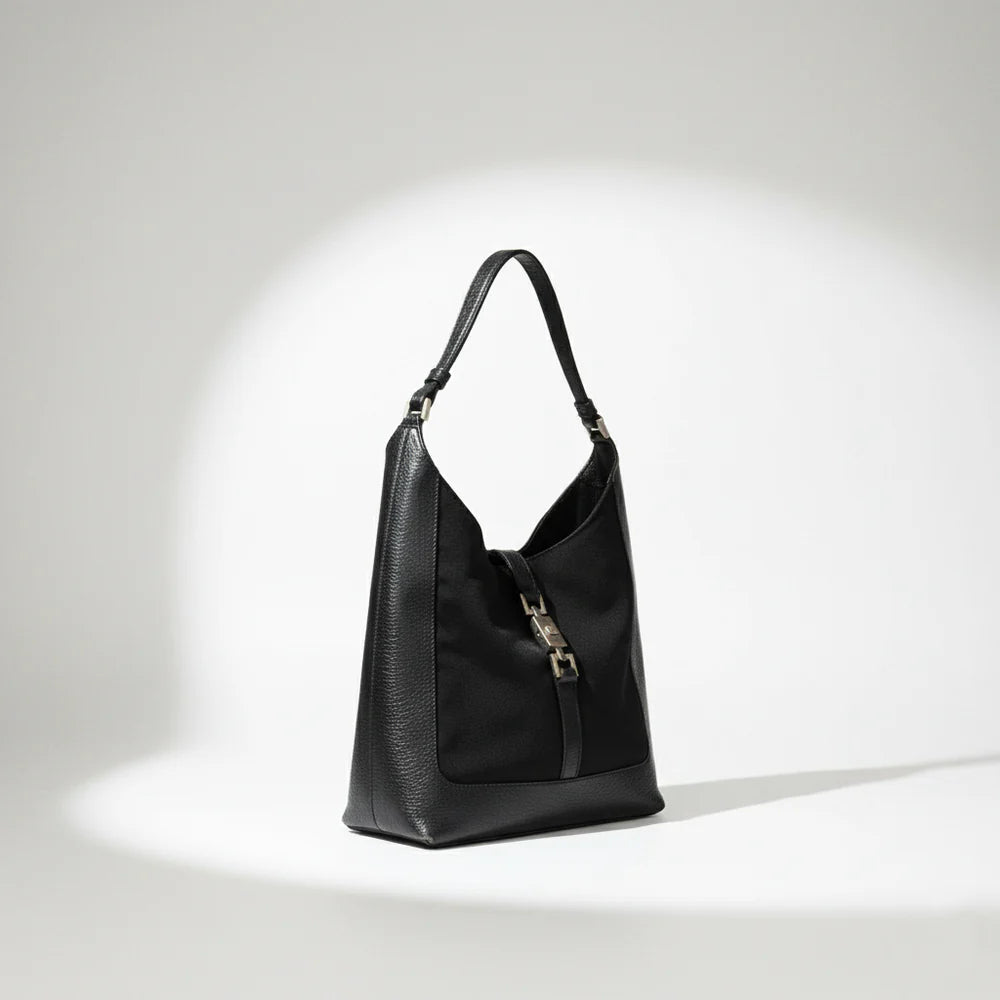 Vintage GUCCI Nylon Jackie Shoulder Bag Black