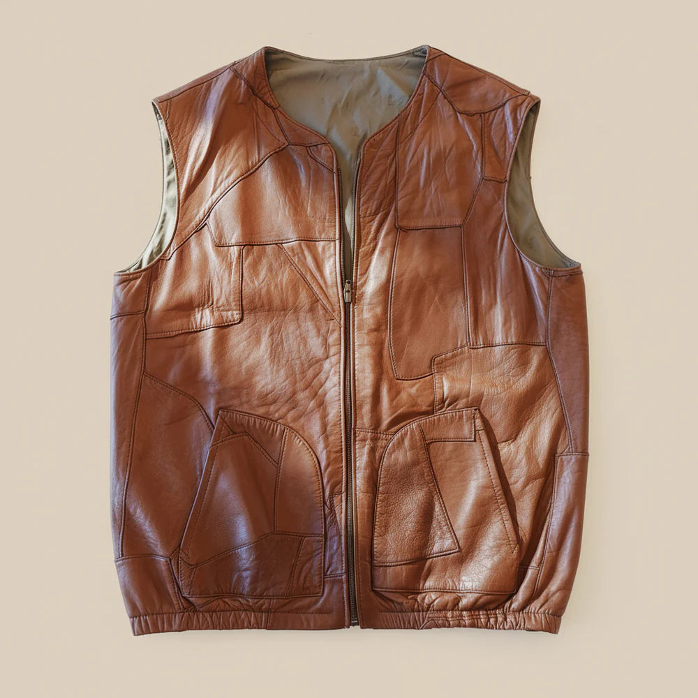 Leather camel vest